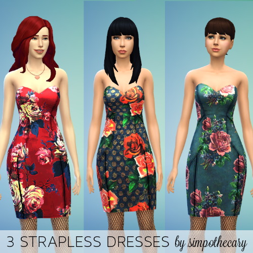 Sims 4 3 Non Default Replacement Strapless Panel Dresses at Simpothecary
