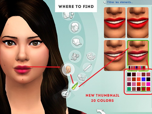 Sims 4 HEARTLIPS LIPSTICK New base 20 colors at ELRsims