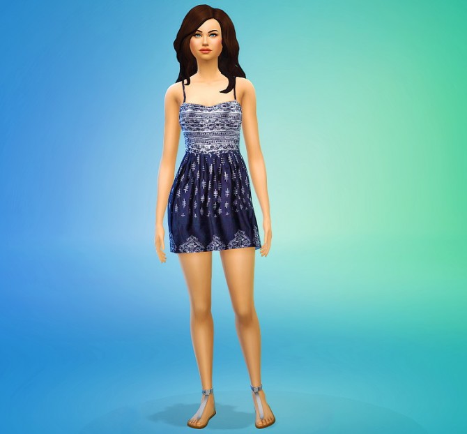 Sims 4 Navy & White Sun Dress at Seventhecho