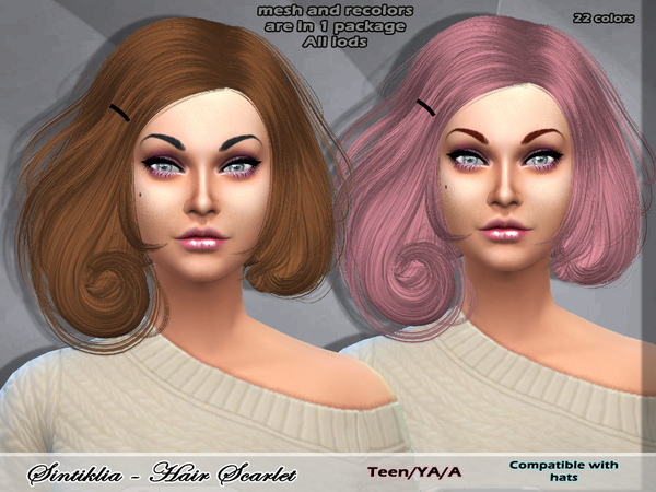 Sims 4 Scarlet hair for Sims 4 by Sintiklia at TSR