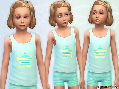 Stripe Shortie Pyjamas by minicart at The Sims Resource