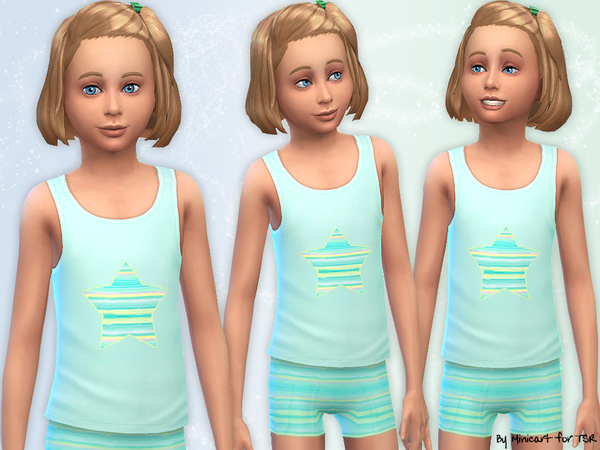 Sims 4 Stripe Shortie Pyjamas by minicart at The Sims Resource