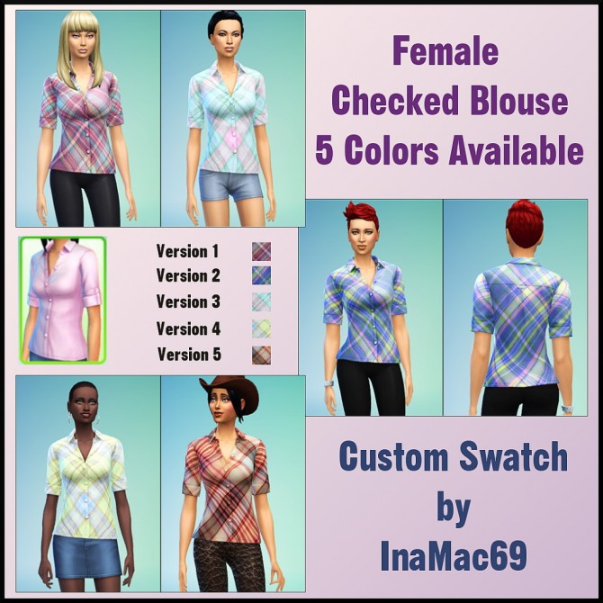 Sims 4 Female Checked Blouse by InaMac69 at Simtech Sims4