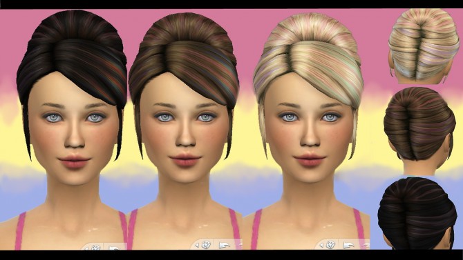 Sims 4 Princess hair recolor with pastel highlights at Simstemptation