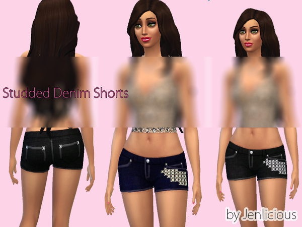 Sims 4 Studded Denim Shorts by jedilemma at TSR