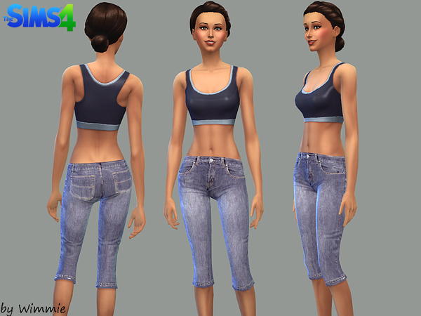 Sims 4 Cropped Jeans by Wimmie at The Sims Resource