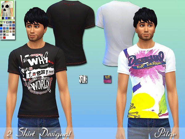 Sims 4 2 t shirts for males by Pilar at SimControl