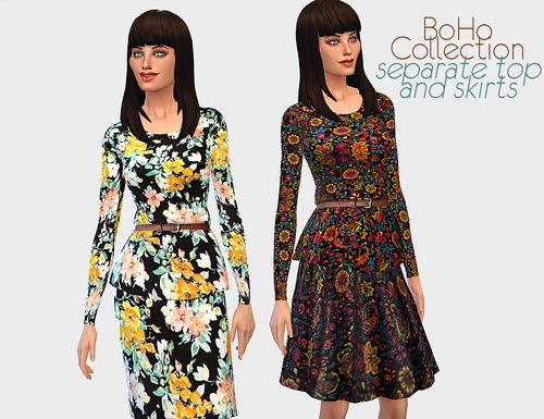 Sims 4 Bohemian blouse and skirt at Ecoast