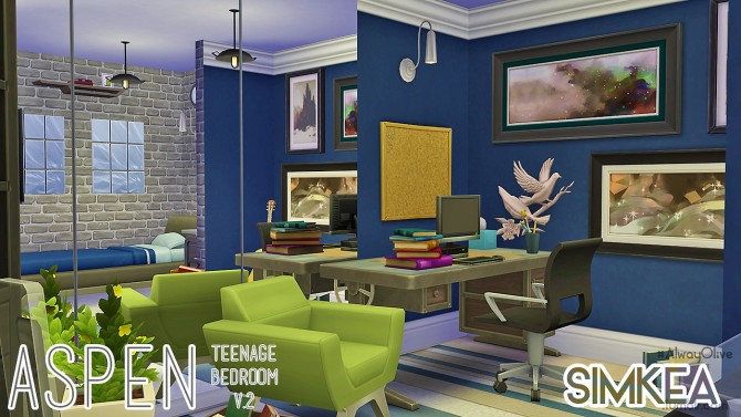 Sims 4 Aspen Teenage Bedroom V.2 at Simkea