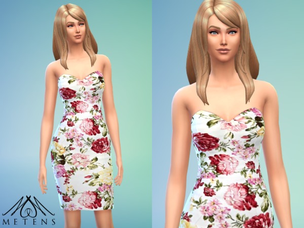 Sims 4 Fleur dress with flowers by Metens at The Sims Resource