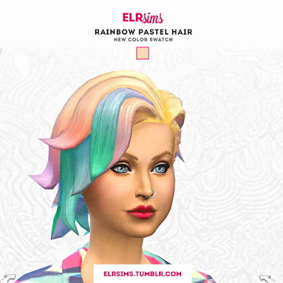 RAINBOW PASTEL HAIR – 3 recolors at ELRsims