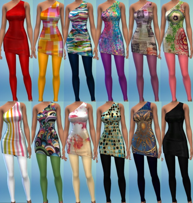 Sims 4 12 Cocktail Dress/Legging Recolor Combos at The Simsperience