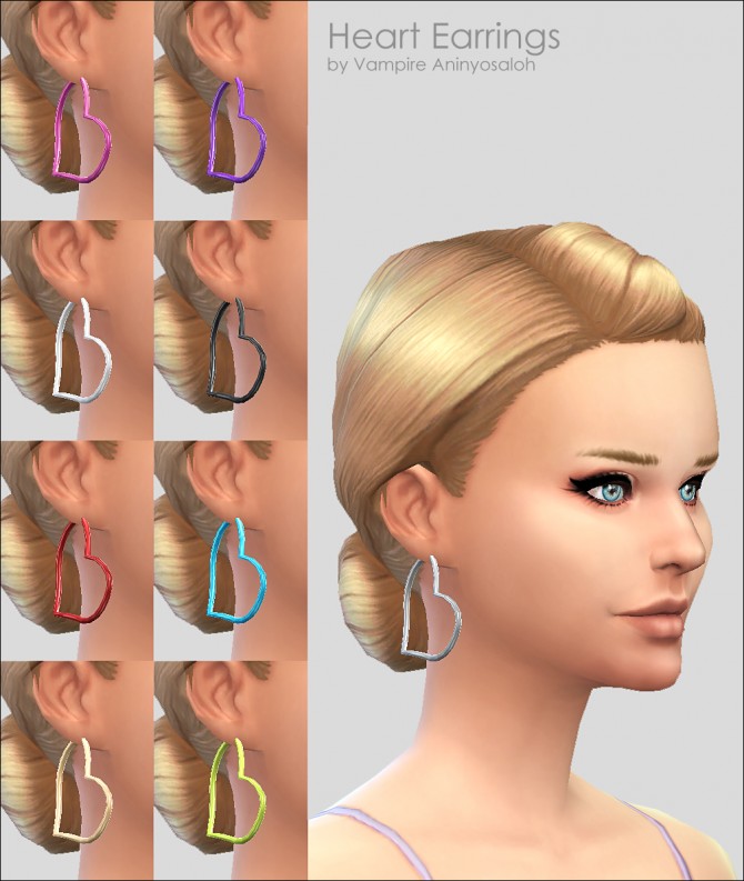 Sims 4 Heart Earrings by Vampire aninyosaloh at Mod The Sims