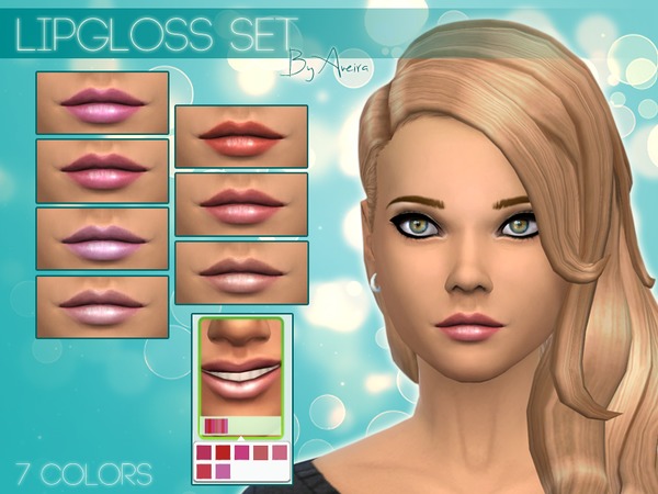 Sims 4 Lipgloss Set 7 Colors by Aveira at The Sims Resource