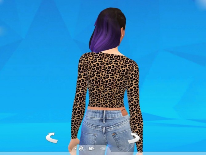 Sims 4 Purple Ombre Hair & Leopard Tight Top by thenanovieira at TSR