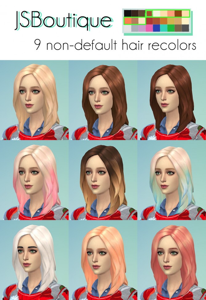 Sims 4 9 non default hair recolors at JSBoutique