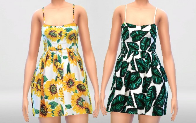 Sims 4 Sunflower Summer Dress at Puresims