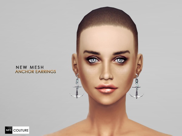 Sims 4 NEW MESH Anchor Earrings by MissFortune at The Sims Resource