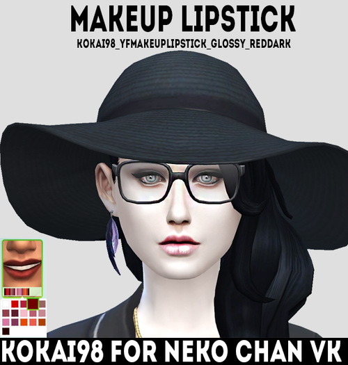 Sims 4 Red dark lipstick at Kokai98