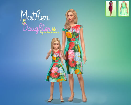 Sims 4 Matchy dresses for mother and dauther at In a bad Romance