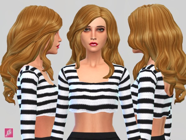 Sims 4 Blonde Ambition Long Wavy Over Shoulder hair by Alexandra Sine at The Sims Resource