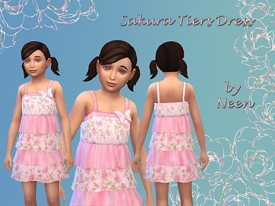 Sakura Tiers Dress by neenornina at The Sims Resource