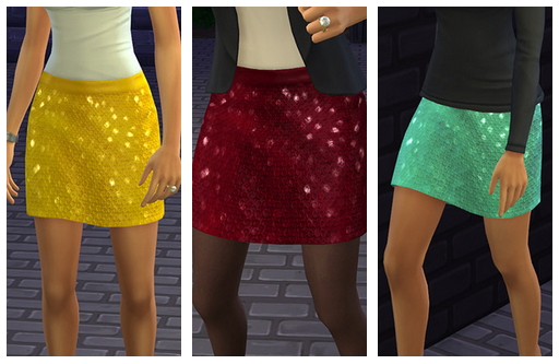 Sims 4 Glittery mini skirt in 24 Pooklet colors at Pixel Folk