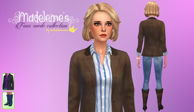 Sims 4 5 blazers & blouse recolors + 6 Leather boots (no shine) at In a bad Romance