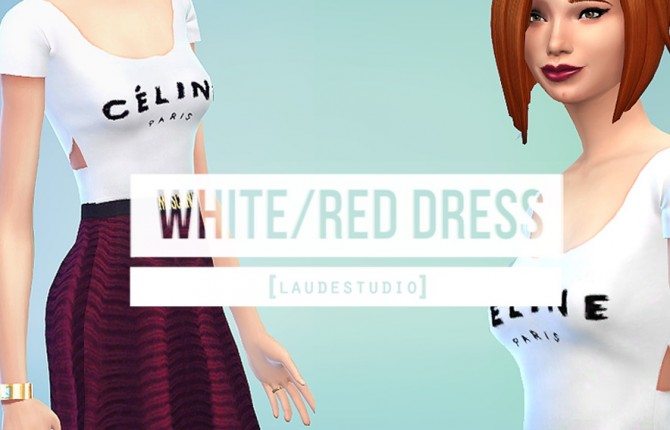 Sims 4 White/Red Dress at Laude Studio