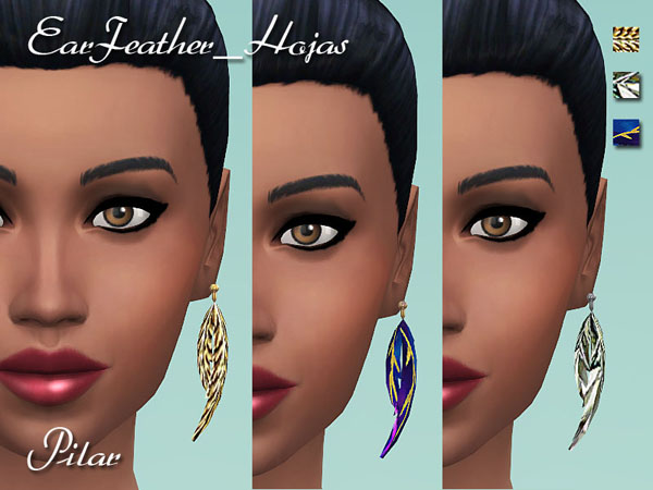 Sims 4 Feather earrings by Pilar at SimControl