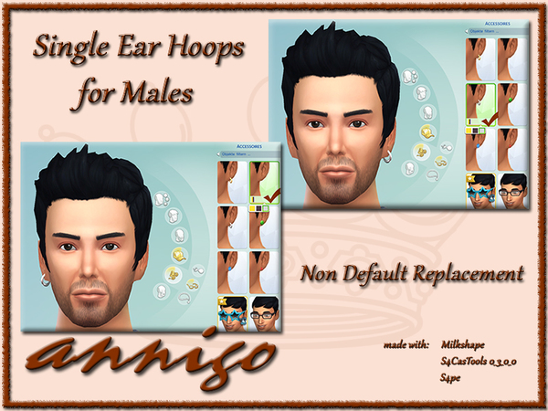 Sims 4 Single Male Ear Hoops by annigo at The Sims Resource