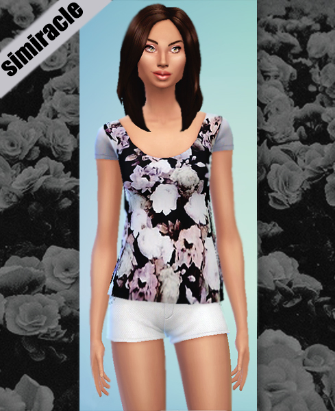 Sims 4 FLORAL SHIRT FOR FEMALES at Simiracle