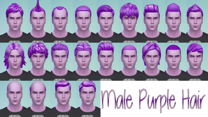 Sims 4 Male YA and child purple hair at Star’s Sugary Pixels