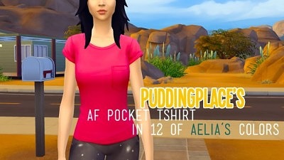 AF pocket t-shirt in 12 of Aelia’s colors at Pudding Place