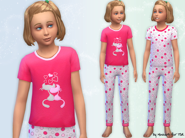 Sims 4 Cat Themed Pyjamas by minicart at The Sims Resource