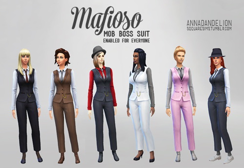 Sims 4 Mafioso Mob Boss suit 6 variants at SqquareSims