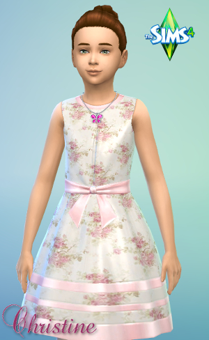 Sims 4 Pink floral dresses for kids by Christine at CC4Sims