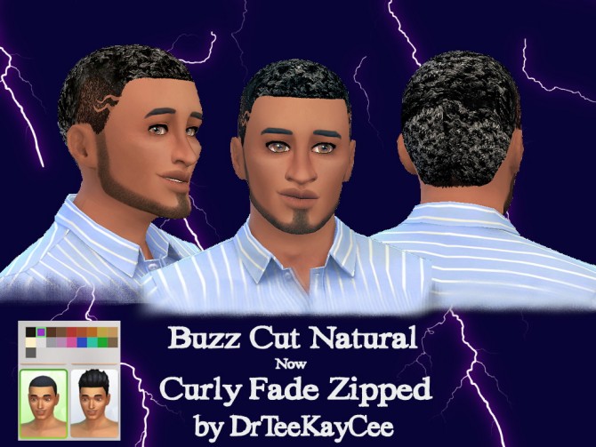 Sims 4 Buzz Cut Natural now Curly Fade Zipped at Sim Culture Nation