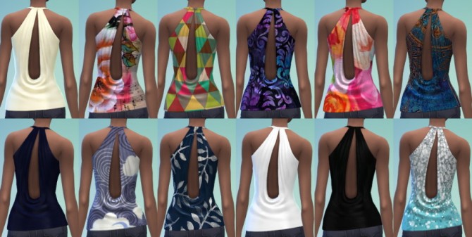 Sims 4 12 Halter Top w/Cowl Back at The Simsperience