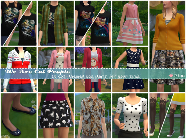 Sims 4 18 Cat Themed CAS Items at Plum’s Sims