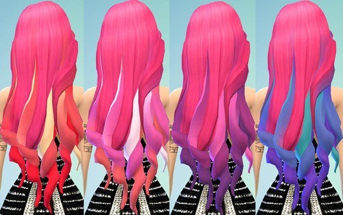 Sims 4 Hot pink Hair Chalked Ombre’s at Ohmyglobsims