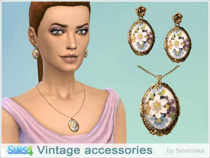 Sims 4 Vintage earrings and necklace at Sims by Severinka