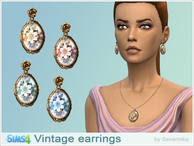 Sims 4 Vintage earrings and necklace at Sims by Severinka