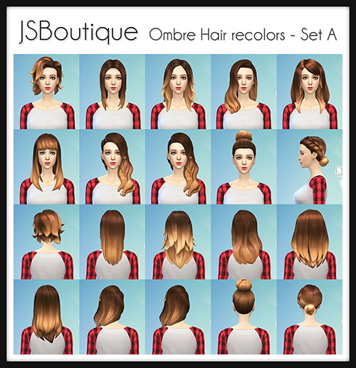 Sims 4 10 ombre hair recolors at JSBoutique
