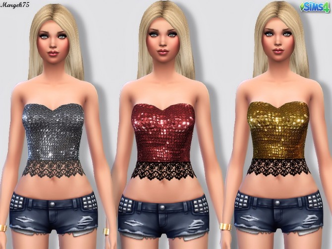 Sims 4 Sequin Tube Tops by Margie at Sims Addictions