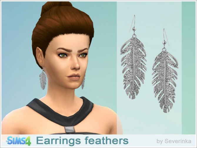 Sims 4 Feather earrings at Sims by Severinka