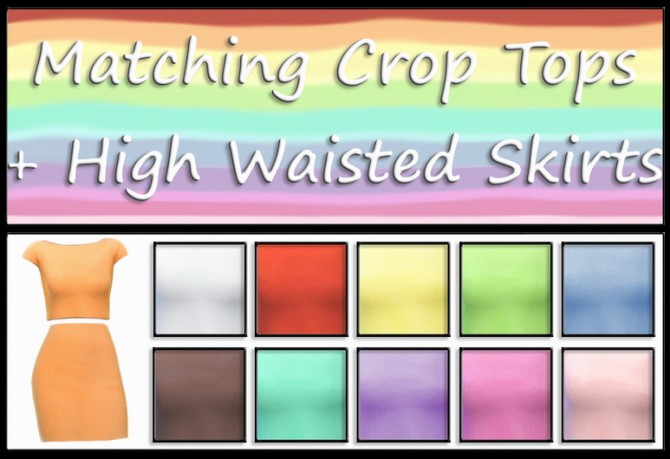 Sims 4 Matching Crop Tops and High Waisted Skirts at ThatMalorieGirl