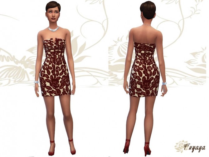 Sims 4 Floral lace dress by Fuyaya at Sims Artists