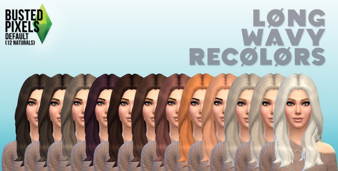 Sims 4 G’day…12 Long Wavy Hair recolors at Busted Pixels