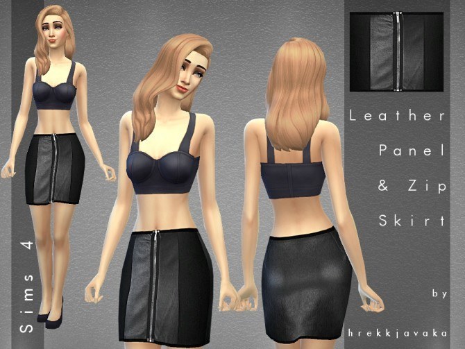 Sims 4 Leather panel mini skirt at Hrekkjavaka Sims